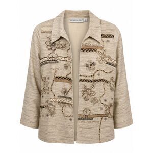 Brownstone Studio Embroidered Beige Open Front Jacket Size M Boho Floral
